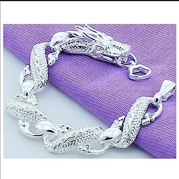 NEW STERLING SILVER DRAGON HEAD BRACELET - Picture 6 of 11